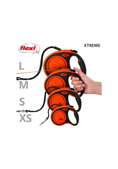 Flexi Extreme Otomatik Şeritli Köpek Gezdirme Kayışı 5mt M Turuncu