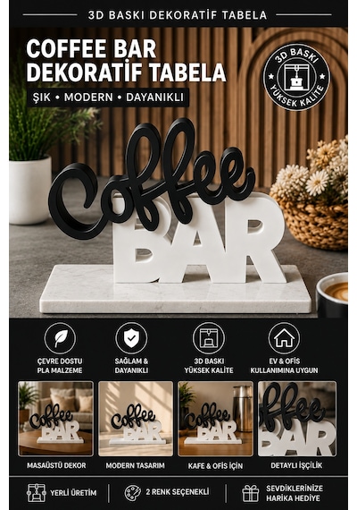 Coffee Bar Dekoratif Masaüstü Tabela 3d Baskı Modern Kafe Ve Mutfak Dekoru 05073139