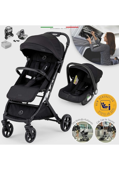 Elele Flight 2 Kabin Tipi Travel Sistem Bebek Arabası Siyah