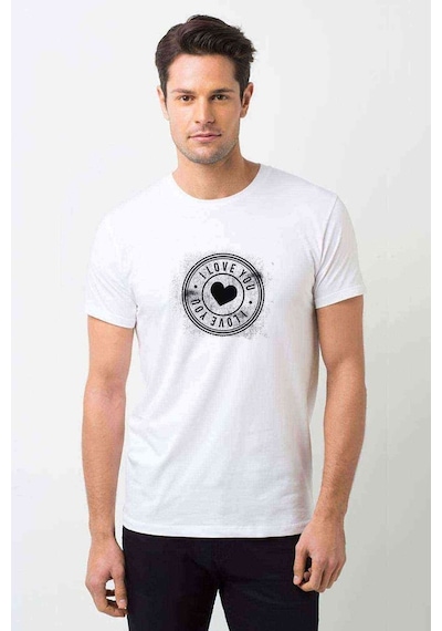 I Love You Baskılı Beyaz Erkek Tshirt (528988447)