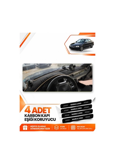 Honda Civic 1996-1998 Uyumlu Ön Örtüsü Torpido Koruma Koruyucu Kılıfı Halısı - Siyah Bej