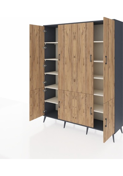 Hyperion Gardrop 10 Raflı 8 Kapaklı 176x44x221 Antrasit-çam/aytaşı Çam/aytaşı Hyperion Gardrop 10 Raflı 8 Kapaklı 176x44x221 Antrasit-çam/aytaşı Çam/aytaşı