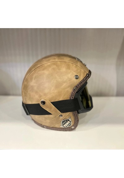 Kask Tex 701 Jyt Kahverengi Deri + Kask Maskeli