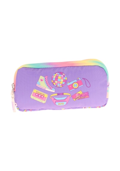Kaukko Kids Mor Çok Renkli, Hobi Baskılı, Kız Çocuk Üç Gözlü Okul Kalem Çantası - L8238 Mor - Çok Renkli