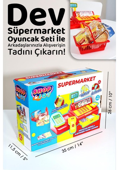 40 Parça Yazar Kasa Alışveriş Seti - Aksesuarlı Market Seti Eğitici Öğretici Oyuncak