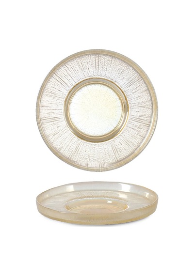 İpekk 14304 Çizgili Bal Lüsterli Çay Tabağı - 12 Cm Renkli