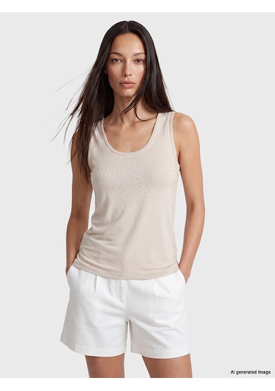 Lcw Everyday Gri U Yaka Taşlı Soft Touch Kadın Atlet