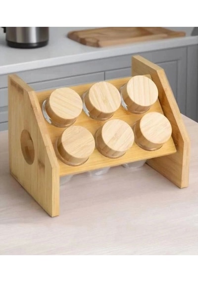 Mien Zıb10501 Bambu Yuvarlak Baharat Seti 6 Parça