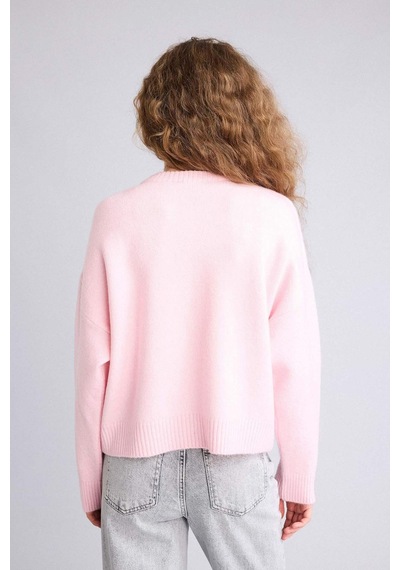 Defacto Regular Fıt Bisiklet Yaka Triko Kazak G9736ax26sppn473 Pembe-pn473