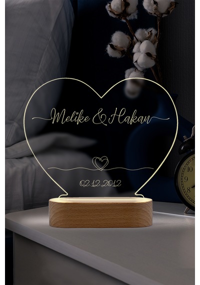 Çiftler İçin Alyans Motifli Kişiye Özel Ledli Gece Lambası Masif Ahşap Tabanlı Usb Kablolu Pleksi Led Gece Lambası Çiftler İçin Alyans Motifli Kişiye Özel Ledli Gece Lambası Masif Ahşap Tabanlı Usb Kablolu Pleksi Led Gece Lambası