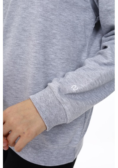 Toontoy Kız Çocuk Çelenk Tnty Baskılı Sweatshirt Gri Melanj