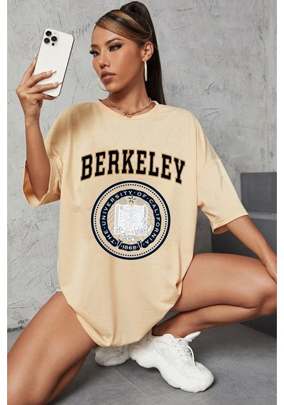 Flood Of Style Unisex Berkeley Baskılı T-shirt Bej