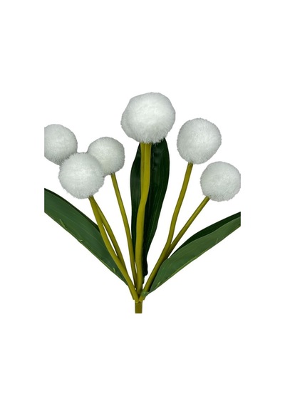 Yapay Çiçek Beyaz Pompon Çiçeği Dekoratif Yapay Çiçek 30 20cm