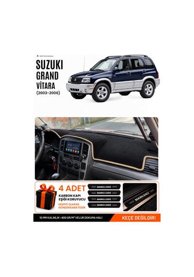 Suzukı Grand Vitara 2003-2006 Uyumlu Torpido Örtüsü, Torpido Kılıfı - Siyah Bej
