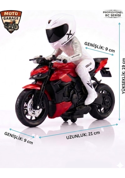 Th-speed X Uzaktan Kumandalı Rc Motosiklet Model - Kırmızı - 1/10 Ölçek - Yarışçı Figürlü