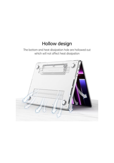 Apple Uyumlu MacBook Air 13" 2020 M1 Çip A2337/a1932/a2179 Standlı Iz Önleyici Şeffaf Kılıf Koruyucu Kapak Şeffaf