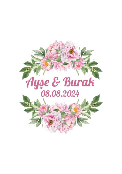 Kış Temalı Oval Çerçeve Etiketi Kına Nişan Düğün 3x3 Cm Özel Etiket / 50 Adet Sticker Beyaz