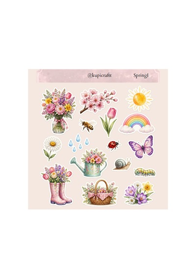 3 Sayfa Sticker Seti Spring - İlk Bahar Temalı Sticker Seti 0