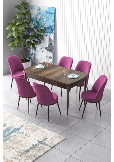 Canisa Zen Serisi 80x132 Mdf Açılabilir Barok Ahşap Desen Masa Takımı Ve 6 Mor Sandalye Masa Barok Sandalyeler Mor Canisa Zen Serisi 80x132 Mdf Açılabilir Barok Ahşap Desen Masa Takımı Ve 6 Mor Sandalye Masa Barok Sandalyeler Mor