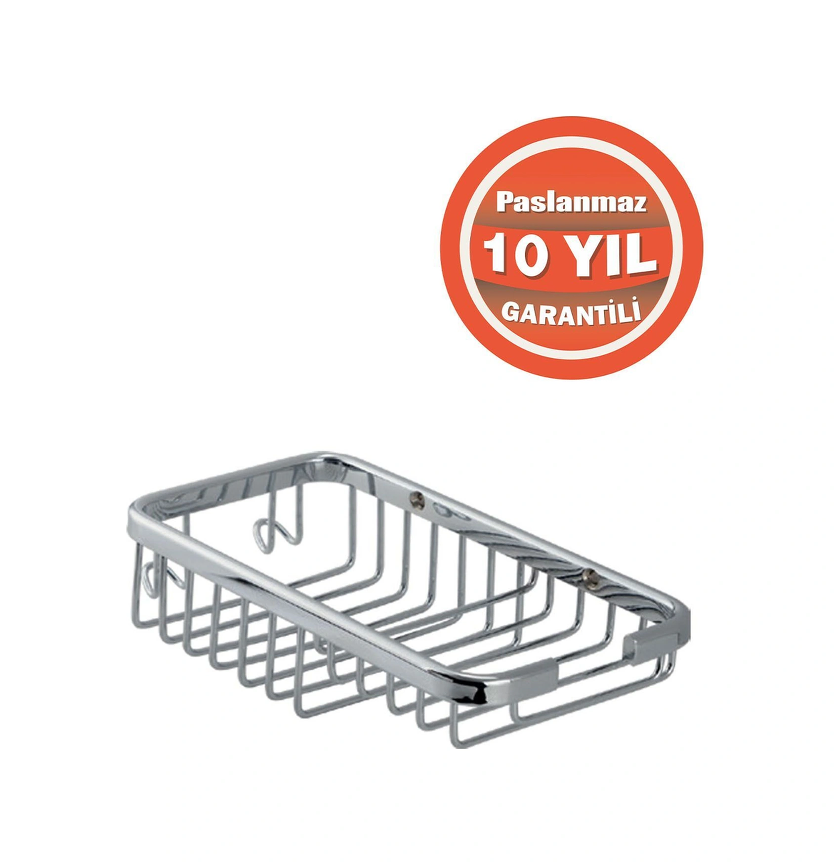 Çelik Banyo Paslanmaz Pirinç Mercan Lifli 10x19 Sabunluk Süngerlik Krom