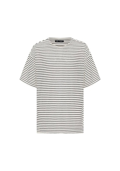 Vamos Çizgili Oversize Triko Tişört 30-773 Siyah