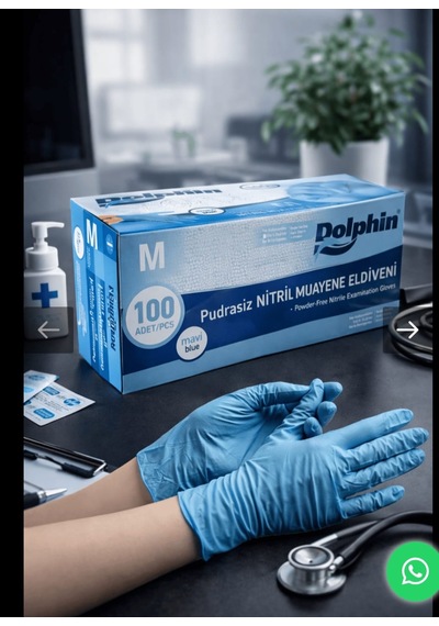 Pudrasız Mavi Nitril Muayene Eldiveni 1 Kutu - Mdr -100 Lü 1 Dolphin Pudrasız Mavi Nitril Muayene Eldiveni 1 Kutu - Mdr -100 Lü