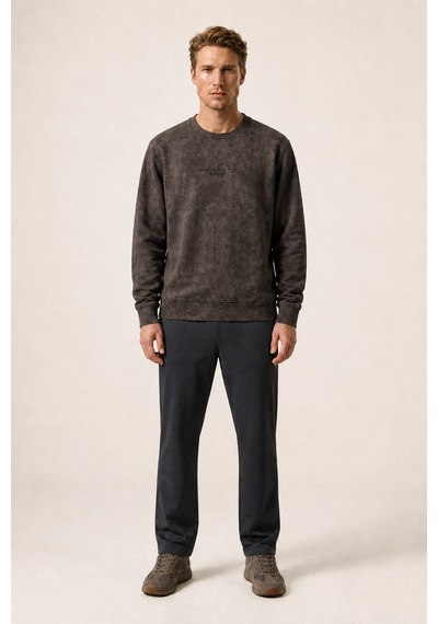 Redline Rummi Desenli Kışlık Yeni Sezon Erkek Regular Fit Sweatshirt Kahve