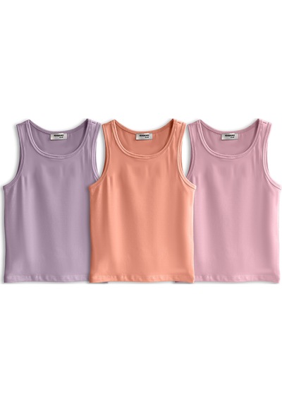 Yohannes Club, Kız Çocuk, Pamuklu Slip&atlet, Alt-üst, 3 Çift Takım, Karışık Renkli Karışık