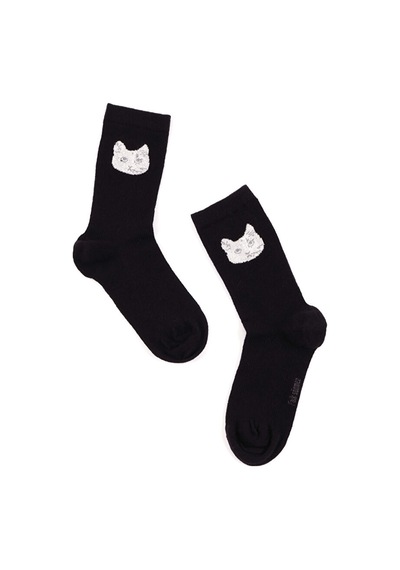Faik Sönmez Kedi Jakarlı Soket Çorap W26crp015 Uw26crp01510 Siyah