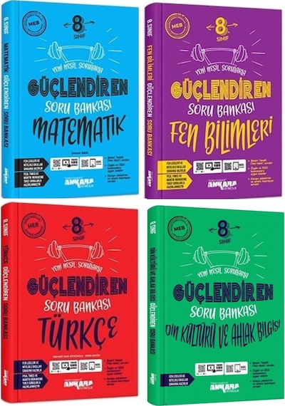 Ankara 2025 8. Sınıf Matematik Türkçe Fen Din Güçlendiren Soru Seti 4 Kitap