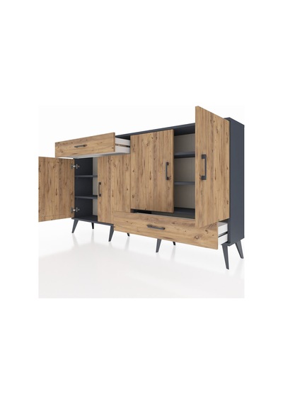 Arges Konsol 5 Raflı 2 Çekmeceli 4 Kapaklı 176x30x99 Antrasit-çam Antrasit-çam Arges Konsol 5 Raflı 2 Çekmeceli 4 Kapaklı 176x30x99 Antrasit-çam Antrasit-çam