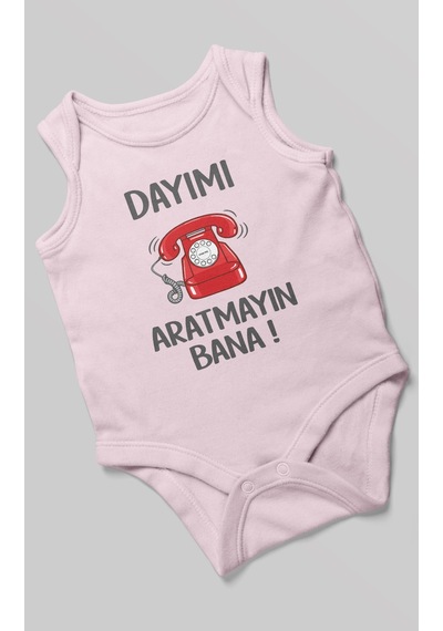Morivokids Dayımı Aratmayın Bana Sıfır Kollu Bebek Zıbını %100 Pamuk Bebe Pembe