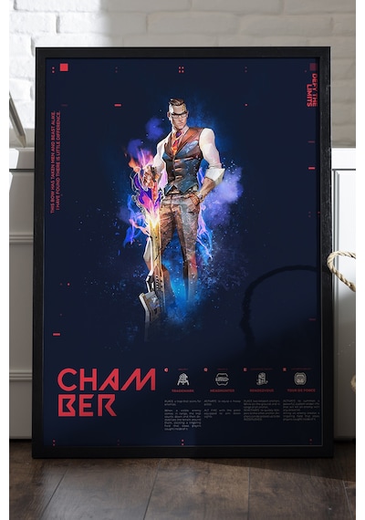Valorant Chamber Siyah Ahşap Çerçeveli Poster, Dekoratif Oyun Duvar Tablosu
