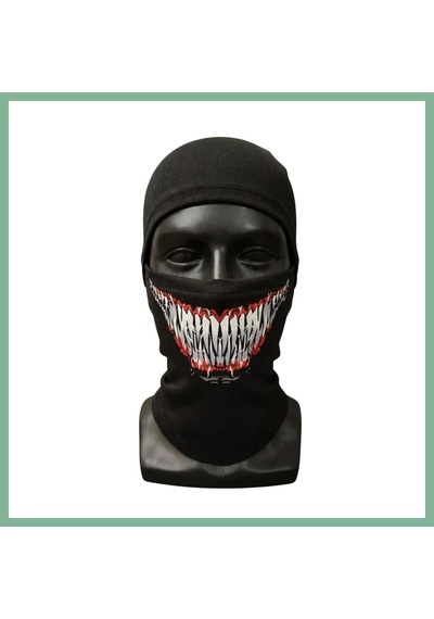 Bşkvirgo Unisex Tam Yüz Balaklava Diş Desenli Kışlık Maske Nefes Alan Esnek Kask Altı Boyunluk Yumuşak Viskoz Bsk2026 Siyah