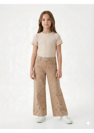 Xo Kids Kız Çocuk Alt Üst 3lü Kombin Takmı Set0484 Kahverengi