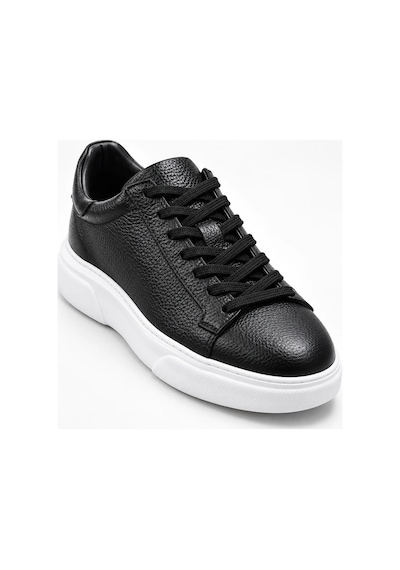 In Step Tuna Hakiki Deri Siyah- Beyaz Taban Günlük Unisex Günlük Ayakkabı