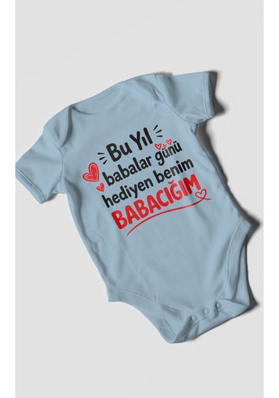 Morivokids Babaya Özel Kısa Kollu Bebek Body %100 Pamuk Zbn297-kk Bebe Mavisi