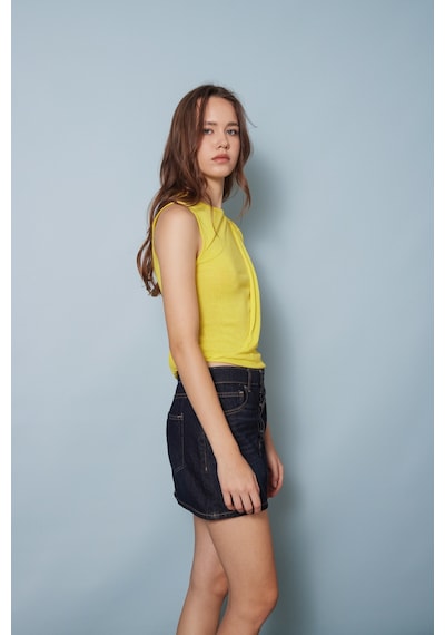 Dökümlü Triko Atlet Sarı