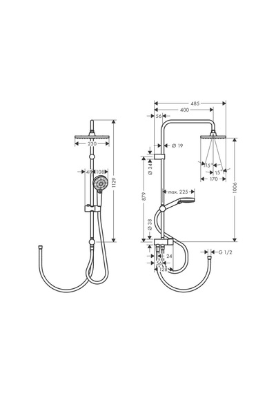 Hansgrohe Vernis Shape 230 Reno Duş Kolonu Satin Siyah