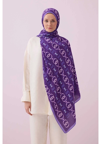 İmannoor Baklava Noor Floş Viskon Şal Mor - Purple 242 3014 080 Mor