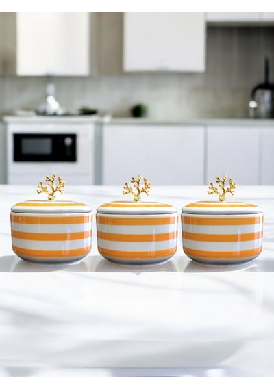 Kahvaltılık - 3'lü Şekerlik Soft Sarı Zebra Gold
