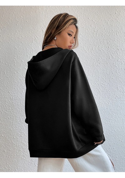 Altamira Unisex Bej Boston Baskı Kapüşonlu Hırka 001