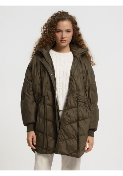 Oversize Fit Kadın Mont Haki