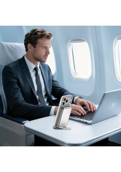Wiwu Wi-p090 Mag Pro Serisi Qi2 Teknolojili Standlı 45w M-safe Wireless Powerbank 10.000mah Gümüş