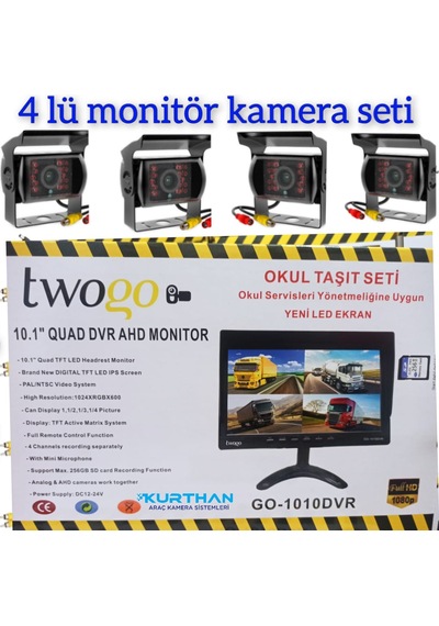 12-24 Volt Uyumlu 10'' Dvr Monitör Ve 4 Adet Kamera Seti