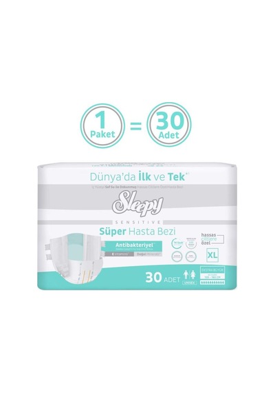 Sleepy Sensitive Süper Yetişkin Hasta Bezi Xlarge 30 Adet XL