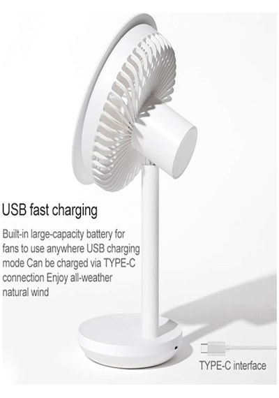 Xiaomi Vantilatör Usb Şarj Masaüstü Şarjlı Otomatik Döner Başlıklı Vantilatör Elektrik Fan Beyaz