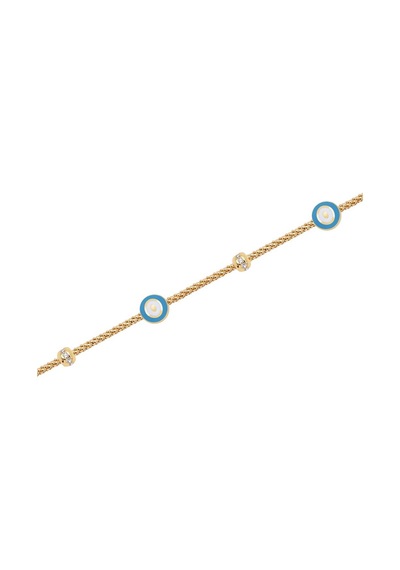 Diamond Line - Gülaylar - Sarı Altın 14 Ayar Nazar Boncuğu Bilekl Standart N11.21809 Sarı Altın
