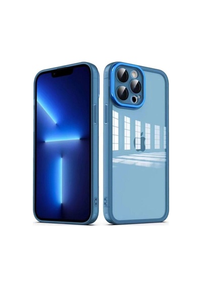 Apple Uyumlu iPhone 13 Pro Max Kılıf Kamera Korumalı Transparan Zore Post Kapak Mavi