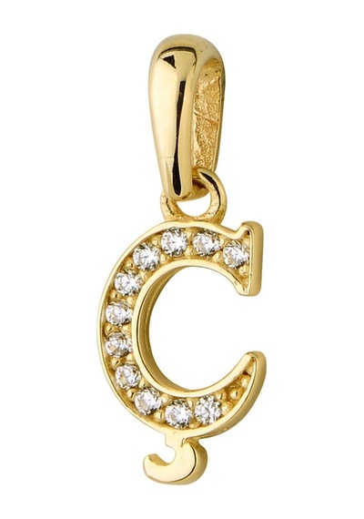 Goldkupe 14 Ayar Altın Ç Harfi Taşlı Kolye Ucu 0,47gr-6339 Altın